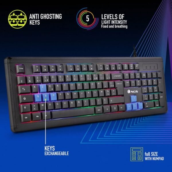 CLAVIER FILAIRE GAMER NGS GKX-305 RGB - NOIR