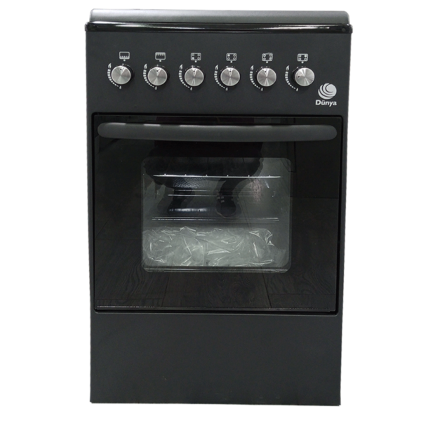 DUNYA Cuisinière G571D (50cm) Noir 4 Feux