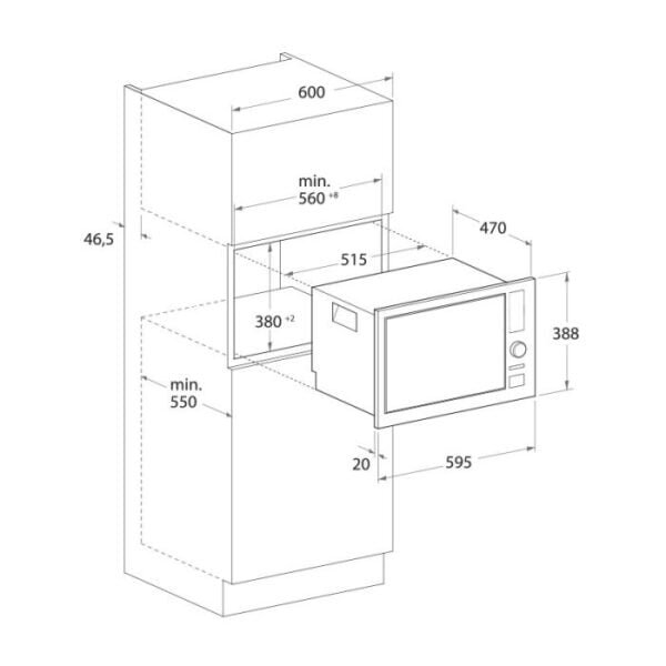 MICRO-ONDE ENCASTRABLE FOCUS F23B 20 L - NOIR