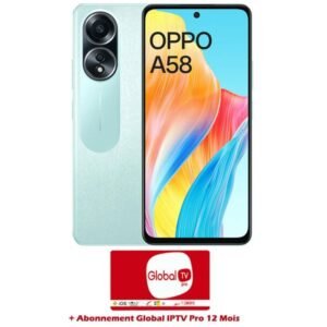 SMARTPHONE OPPO A58 8GO 128GO VERT + ABONNEMENT GLOBAL IPTV PRO 12 MOIS