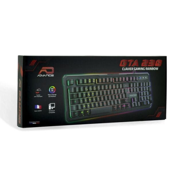 CLAVIER FILAIRE GAMER ADVANCE GTA 230 AZERTY RGB - NOIR