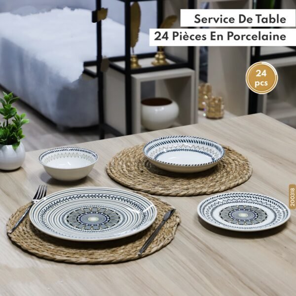 Service De Table 24 Pièces En Porcelaine